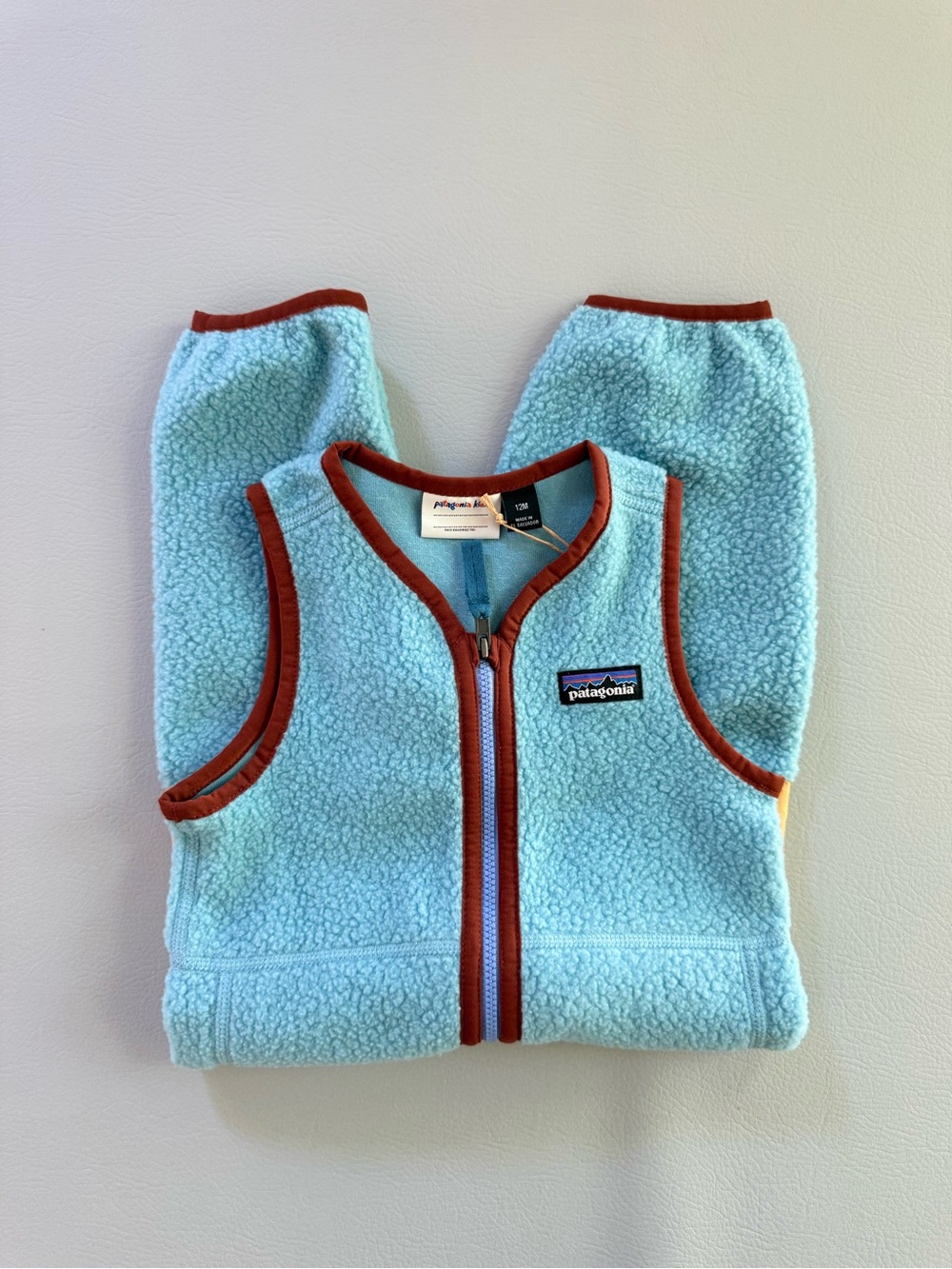 Patagonia Baby Shearling Overalls Snowmelt Blue 12M Toddler New with Tags